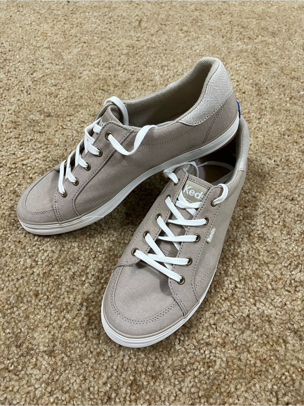 Keds Center III Textile Beige Sneaker Zig Zag Pattern on Heel Women’s Size 11